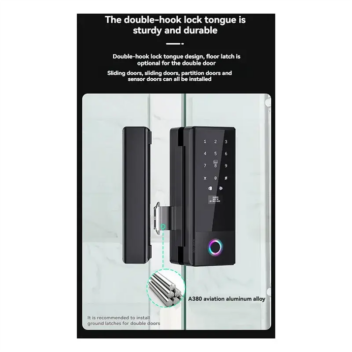 ELECT-Tuya Smart Home Fingerprint Lock With Biometric Access For Sliding Glass Doors Electronic Glass Door Lock RomantiLume
