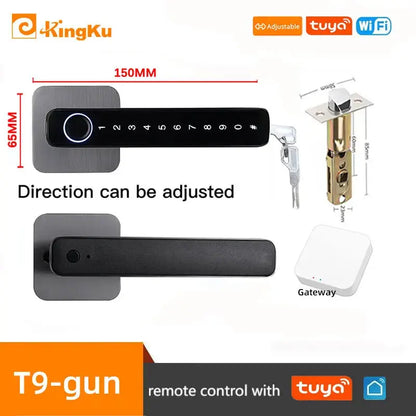 Biometric Smart Door Lock Fingerprint Password Electric Digital Handle Tuya Zinc Alloy Keyless Remotely Security Home KingKu RomantiLume