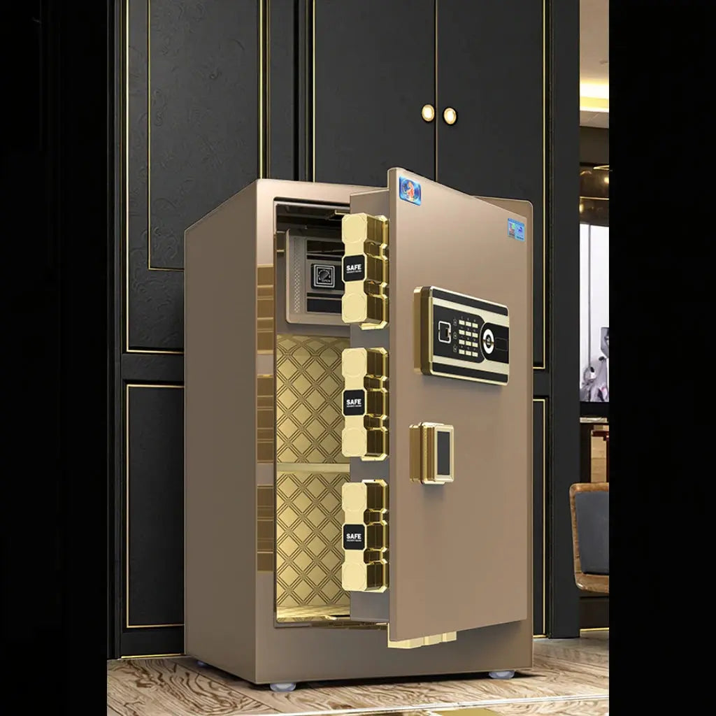 Small Steel Biometric Safe Mini Security Fingerprint Safe Home Digital Money Safe Box RomantiLume