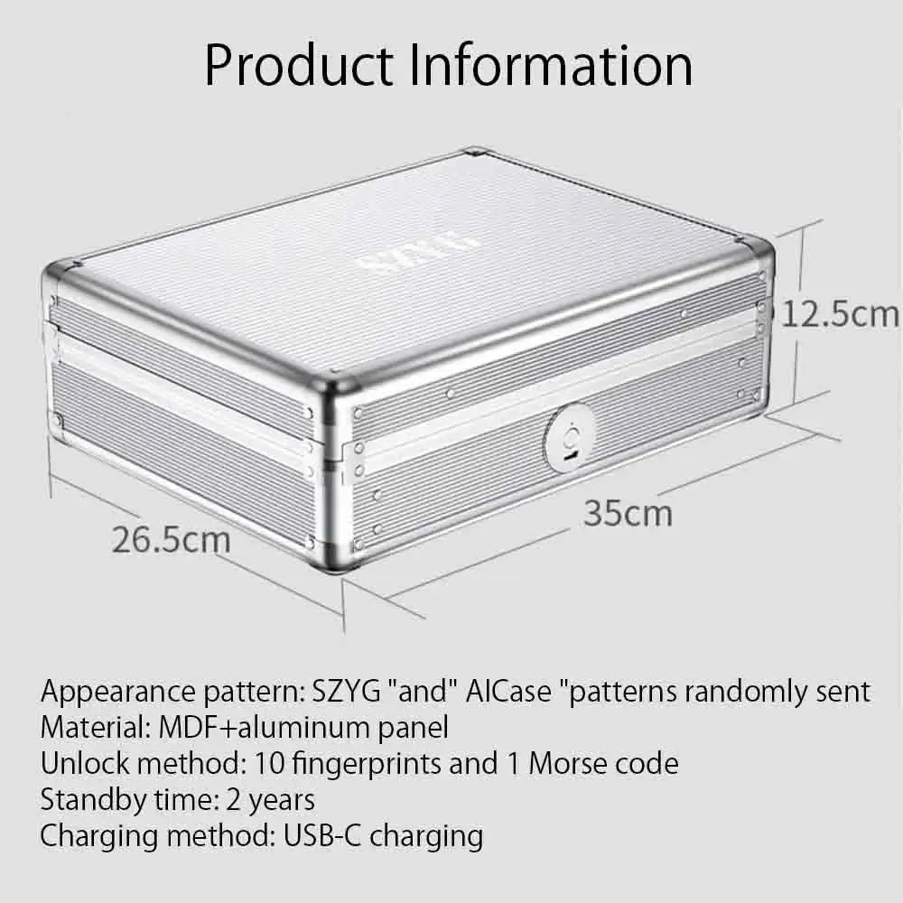 Biometric Fingerprint Safe Box Gun Safe Jewelry Privacy Security Storage Box with Morse Code Lock Intelligent Secret Hidden Safe RomantiLume
