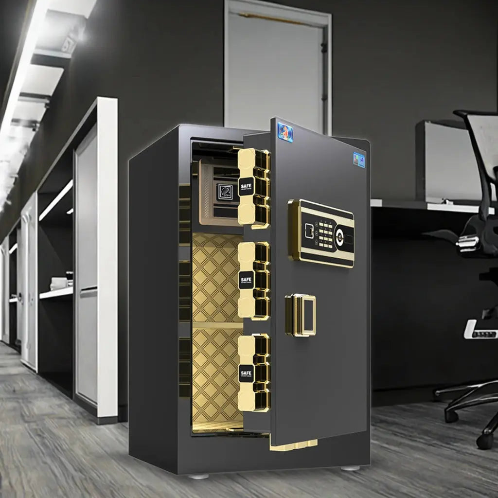 Small Steel Biometric Safe Mini Security Fingerprint Safe Home Digital Money Safe Box RomantiLume