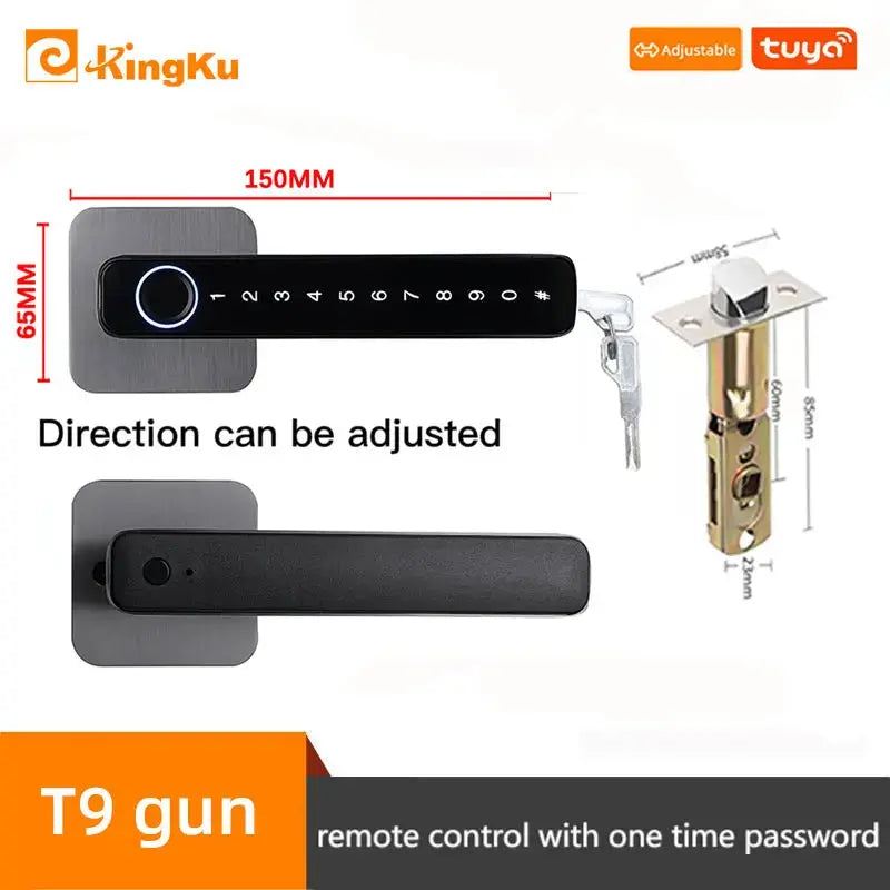 Biometric Smart Door Lock Fingerprint Password Electric Digital Handle Tuya Zinc Alloy Keyless Remotely Security Home KingKu RomantiLume