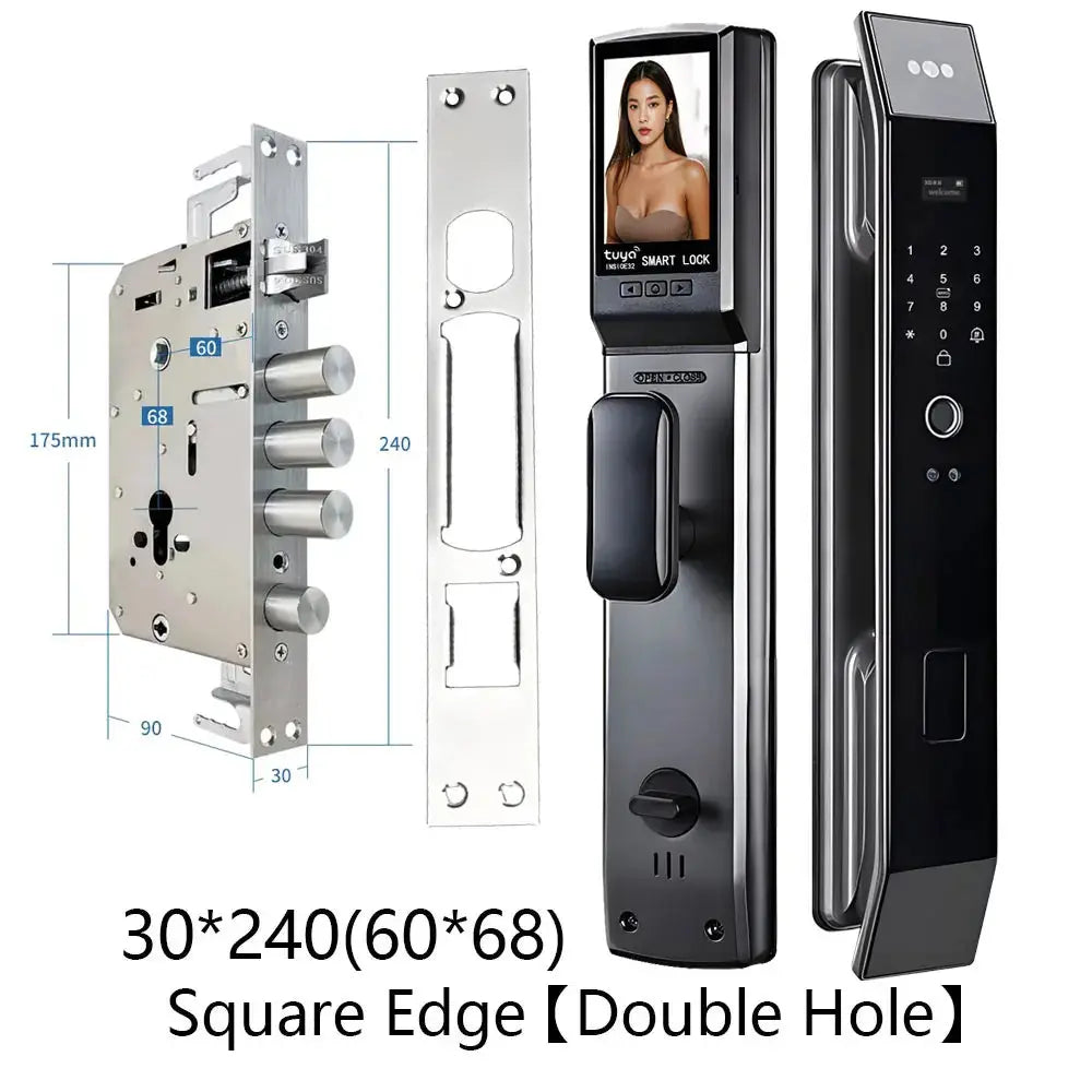 SANKESONG Tuya Smart 3D Face Door Lock Security Camera Monitor Intelligent Fingerprint Password Biometric Dual Battery RomantiLume