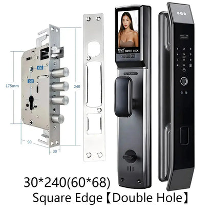 SANKESONG Tuya Smart 3D Face Door Lock Security Camera Monitor Intelligent Fingerprint Password Biometric Dual Battery RomantiLume