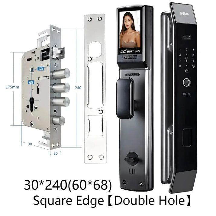 SANKESONG Tuya Smart 3D Face Door Lock Security Camera Monitor Intelligent Fingerprint Password Biometric Dual Battery RomantiLume