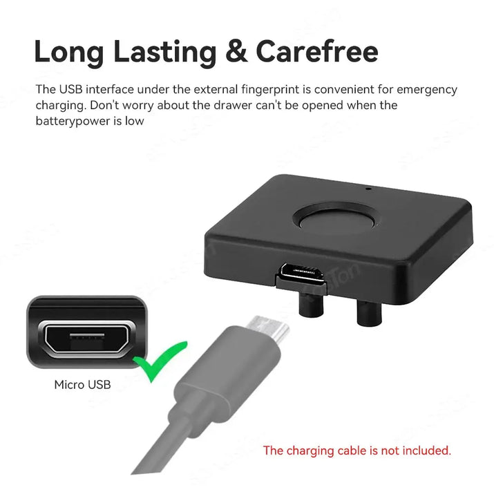 Smart Home Biometric Fingerprint Lock Hidden Drawer Electronic Lock Privacy File Storage Keyless Residential Security Protection RomantiLume