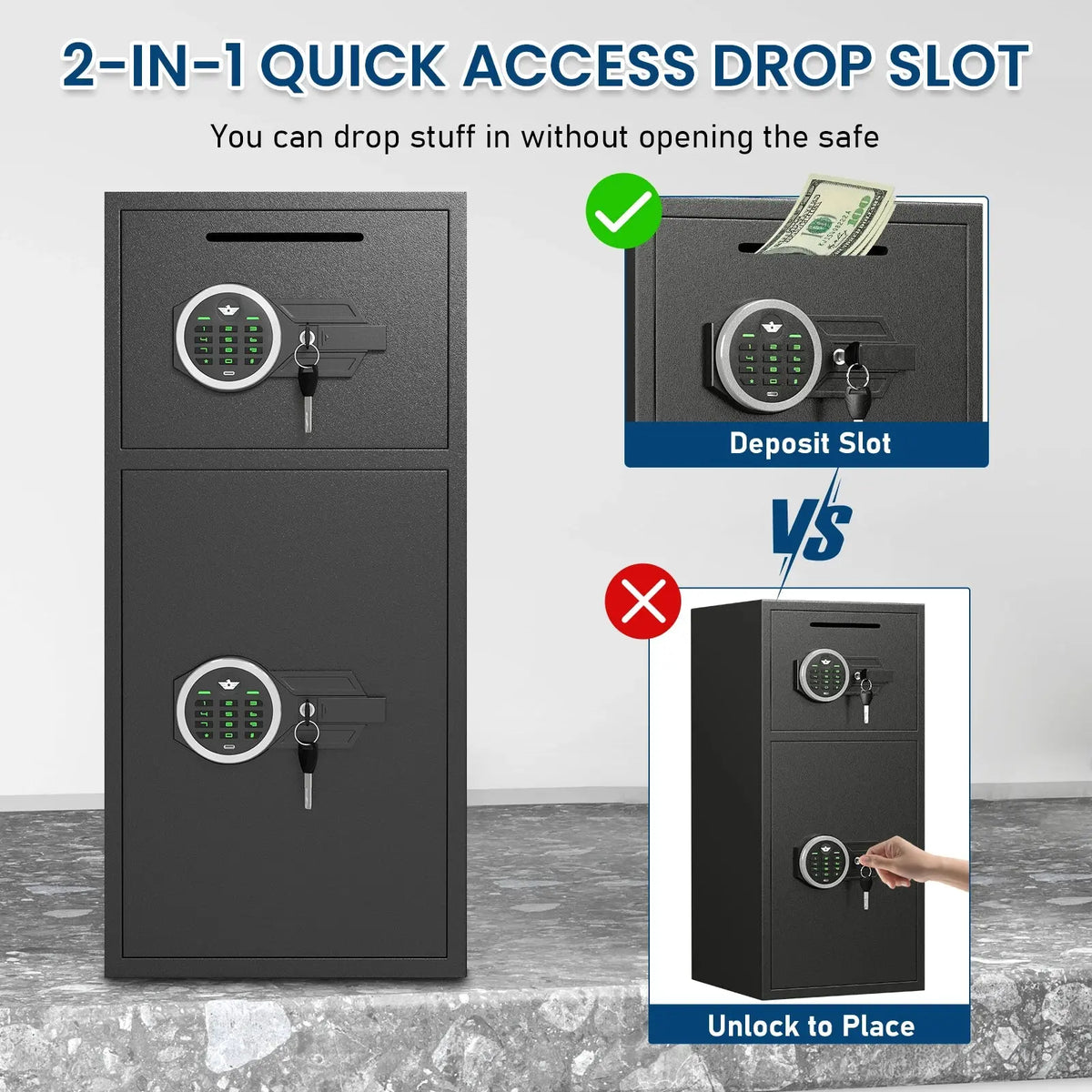 6.0 Cub Safe Box, Heavy Duty Large Safe with Dual Alarm System, Home Safe with Deposit Slot and Backlit Keyboard RomantiLume