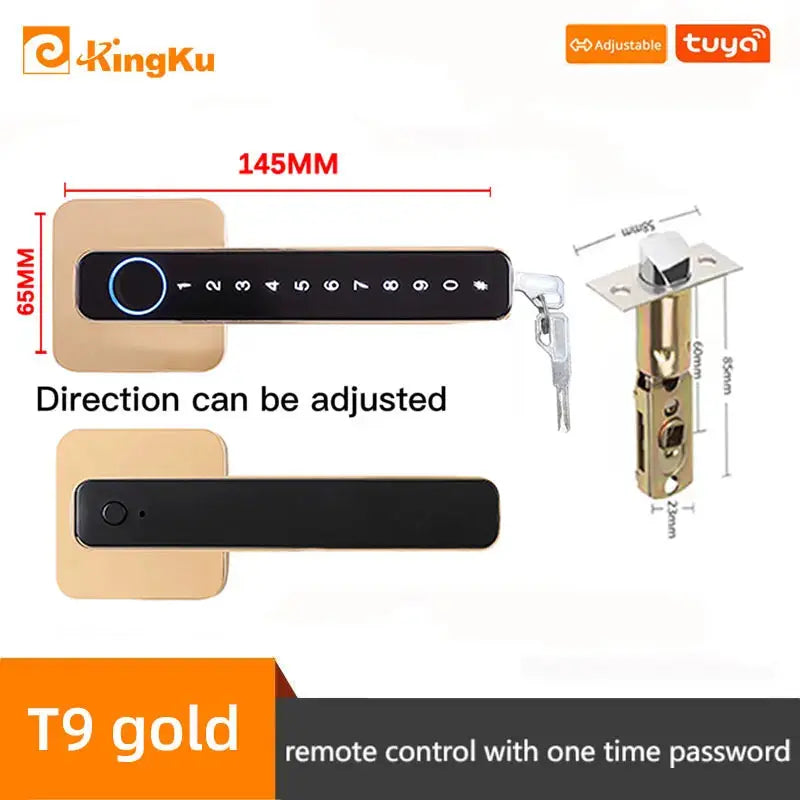 Biometric Smart Door Lock Fingerprint Password Electric Digital Handle Tuya Zinc Alloy Keyless Remotely Security Home KingKu RomantiLume