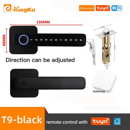 Biometric Smart Door Lock Fingerprint Password Electric Digital Handle Tuya Zinc Alloy Keyless Remotely Security Home KingKu RomantiLume