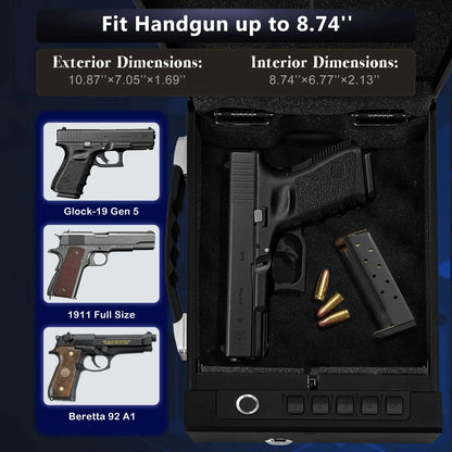 Biometric Technology Portable Gun Safe Box Tuya APP Password Fingerprint Key Unlock Cold-rolled Steel Material Safe Security Box RomantiLume