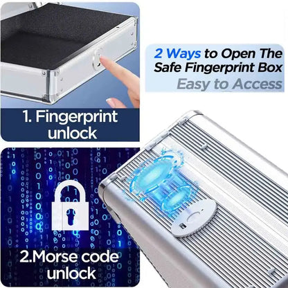 Biometric Fingerprint Safe Box Gun Safe Jewelry Privacy Security Storage Box with Morse Code Lock Intelligent Secret Hidden Safe RomantiLume