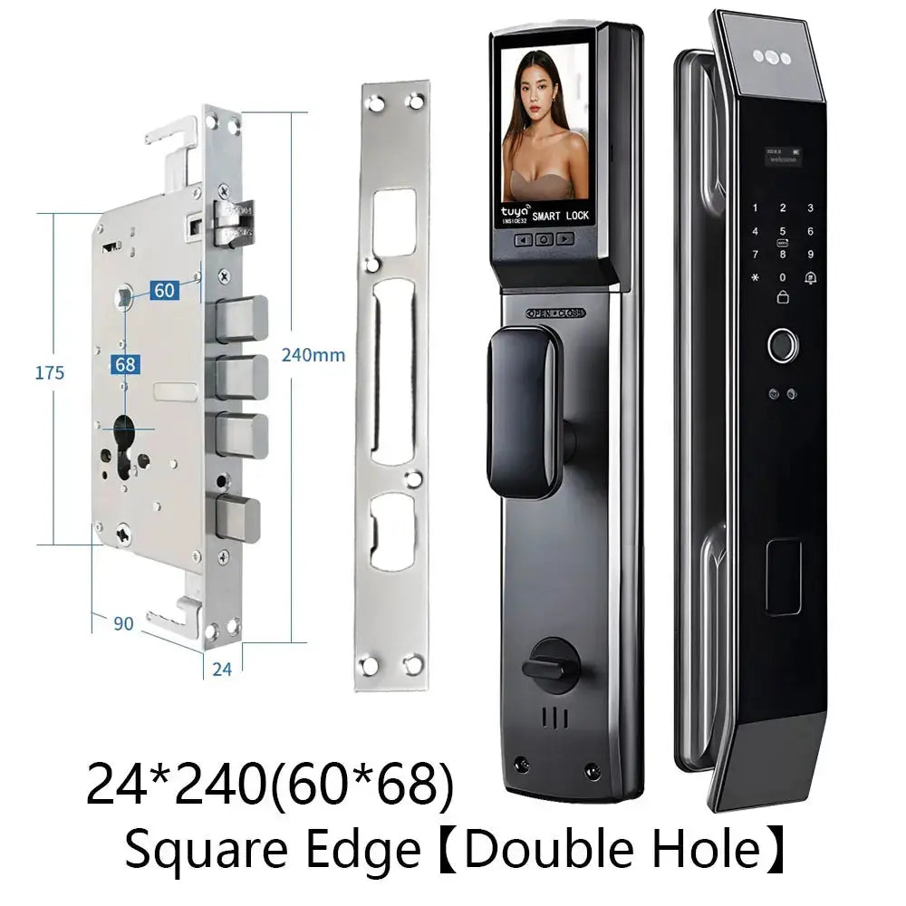 SANKESONG Tuya Smart 3D Face Door Lock Security Camera Monitor Intelligent Fingerprint Password Biometric Dual Battery RomantiLume