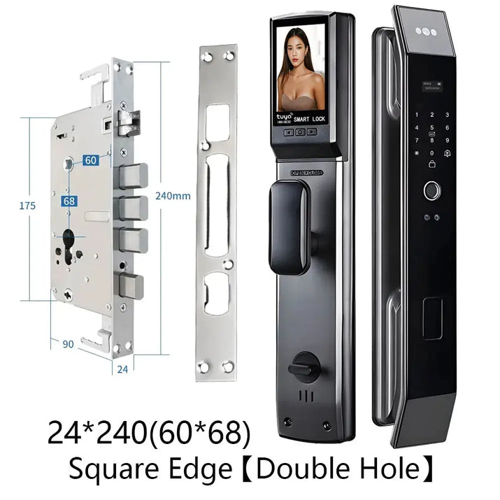 SANKESONG Tuya Smart 3D Face Door Lock Security Camera Monitor Intelligent Fingerprint Password Biometric Dual Battery RomantiLume