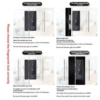 ELECT-Tuya Smart Home Fingerprint Lock With Biometric Access For Sliding Glass Doors Electronic Glass Door Lock RomantiLume