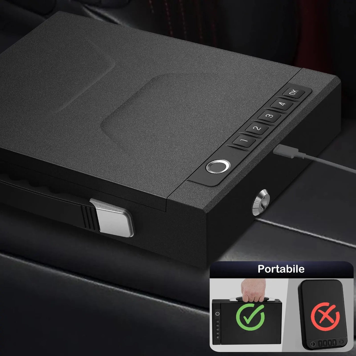 Biometric Technology Portable Gun Safe Box Tuya APP Password Fingerprint Key Unlock Cold-rolled Steel Material Safe Security Box RomantiLume