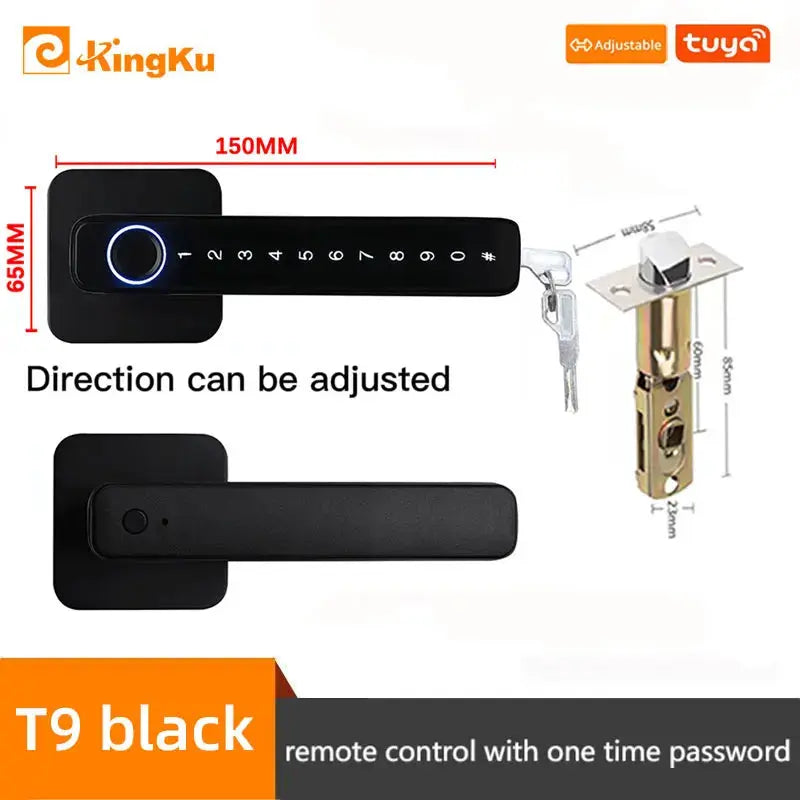 Biometric Smart Door Lock Fingerprint Password Electric Digital Handle Tuya Zinc Alloy Keyless Remotely Security Home KingKu RomantiLume