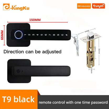 Biometric Smart Door Lock Fingerprint Password Electric Digital Handle Tuya Zinc Alloy Keyless Remotely Security Home KingKu RomantiLume
