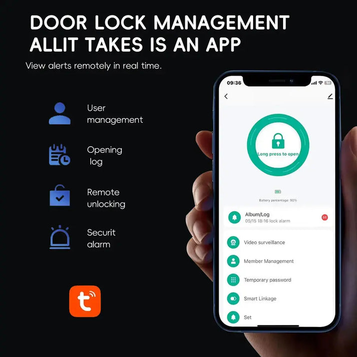 SANKESONG Tuya Smart 3D Face Door Lock Security Camera Monitor Intelligent Fingerprint Password Biometric Dual Battery RomantiLume