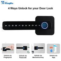 Biometric Smart Door Lock Fingerprint Password Electric Digital Handle Tuya Zinc Alloy Keyless Remotely Security Home KingKu RomantiLume