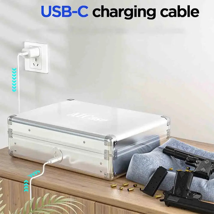 Biometric Fingerprint Safe Box Gun Safe Jewelry Privacy Security Storage Box with Morse Code Lock Intelligent Secret Hidden Safe RomantiLume