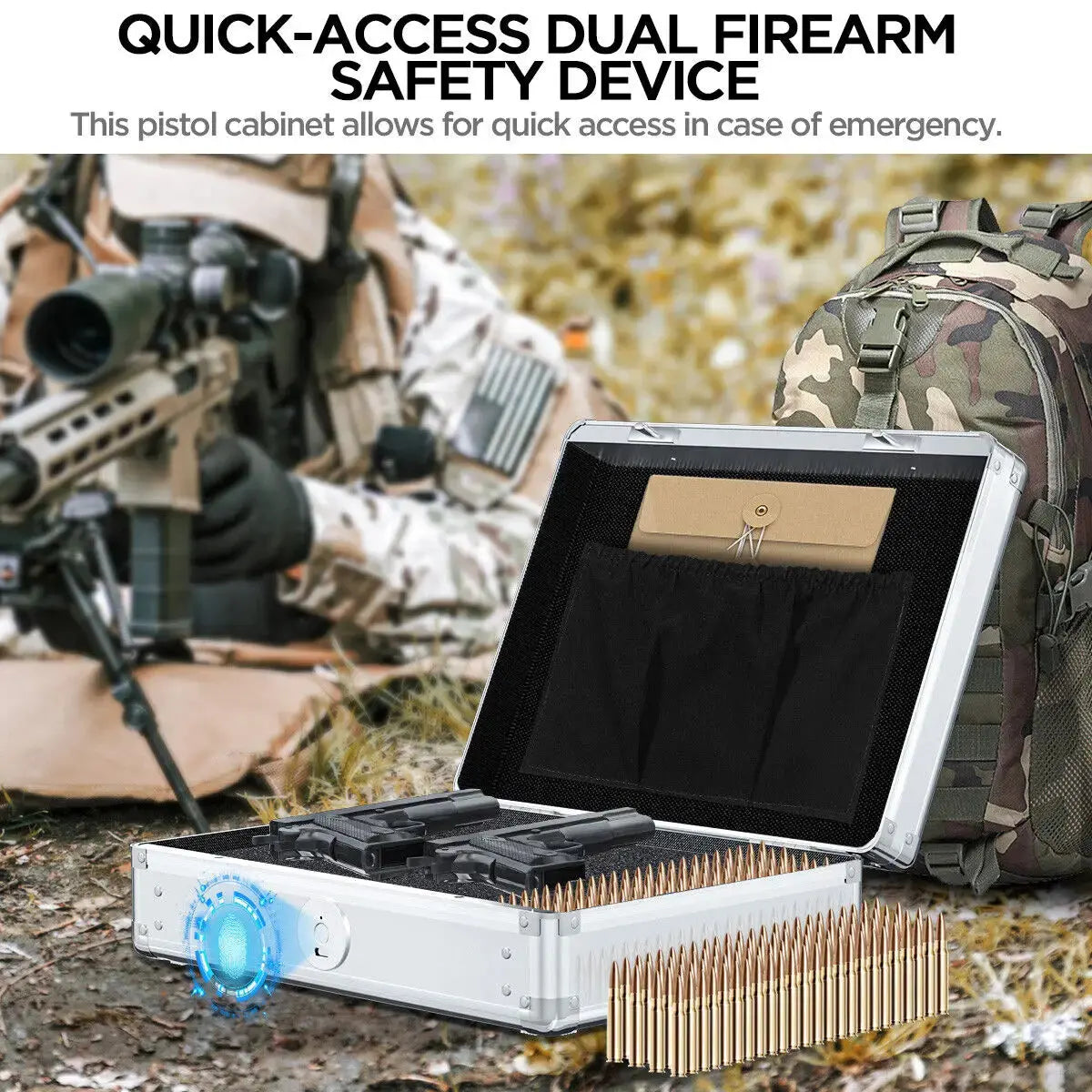 Biometric Fingerprint Safe Box Gun Safe Jewelry Privacy Security Storage Box with Morse Code Lock Intelligent Secret Hidden Safe RomantiLume