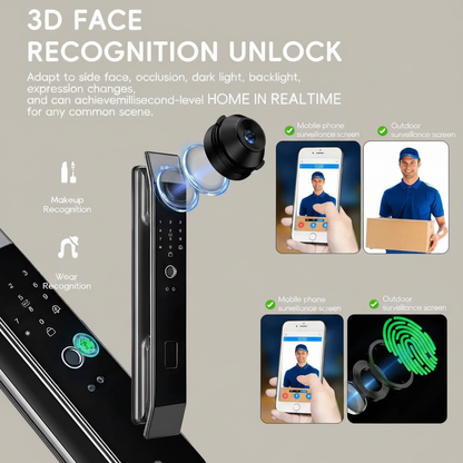 NEXASECURE 3D Face Recognition Smart Lock - Biometric Security Camera Monitor
